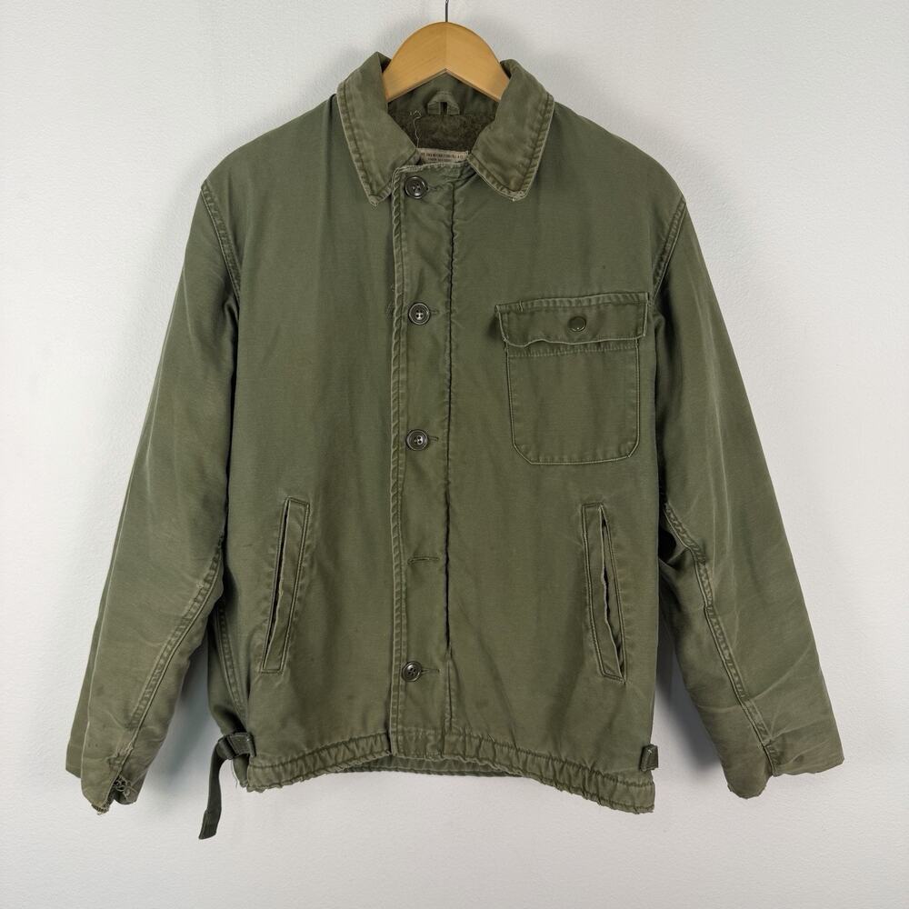 Vintage 1968 USN Navy A-2 Cold Weather Permeable Deck Jacket Vietnam Era Medium
